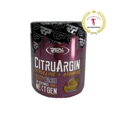 Real Pharm CitruArgin 300g Orange — мощная формула на основе цитруллина и аргинина для улучшения выносливости, пампа и восстановления после тренировок.